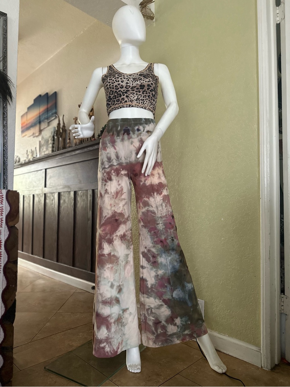 Tie-Dye Wide Leg Jumpsuit Pants - Multicolor